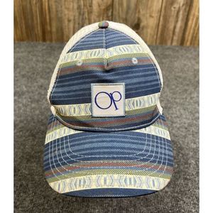 Ocean Pacific OP Big Logo Snapback Trucker Cap Adult OSFM Striped Mesh Hat